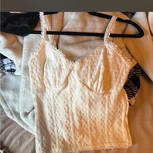 No Boundaries Cream Lace-Trim Camisole Top